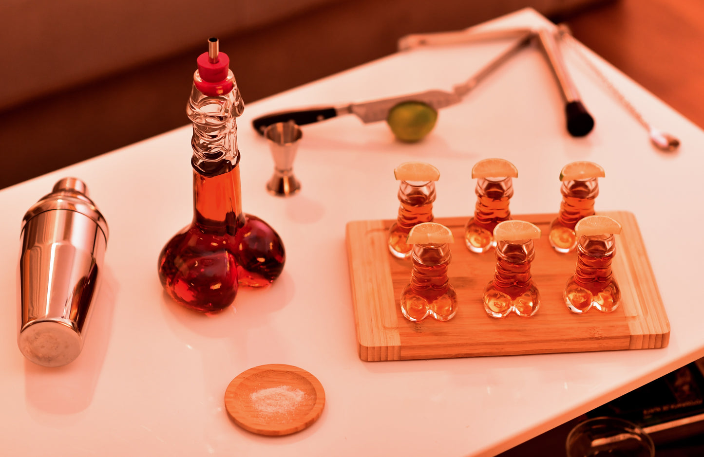 Decanter Set with 6 Shot Glasses Set, Decanter -17oz-, Glasses -1.35oz- for Whiskey, Liquor, Tequila, Vodka, Cocktail, Bourbon, Bachelorette Party, Funny Gifts