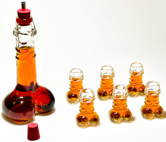 Decanter Set with 6 Shot Glasses Set, Decanter -17oz-, Glasses -1.35oz- for Whiskey, Liquor, Tequila, Cocktail