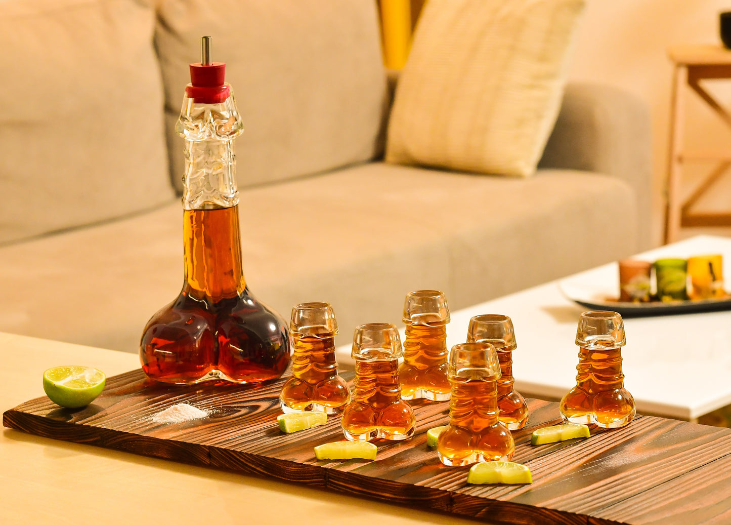 Decanter Set with 6 Shot Glasses Set, Decanter -17oz-, Glasses -1.35oz- for Whiskey, Liquor, Tequila, Cocktail